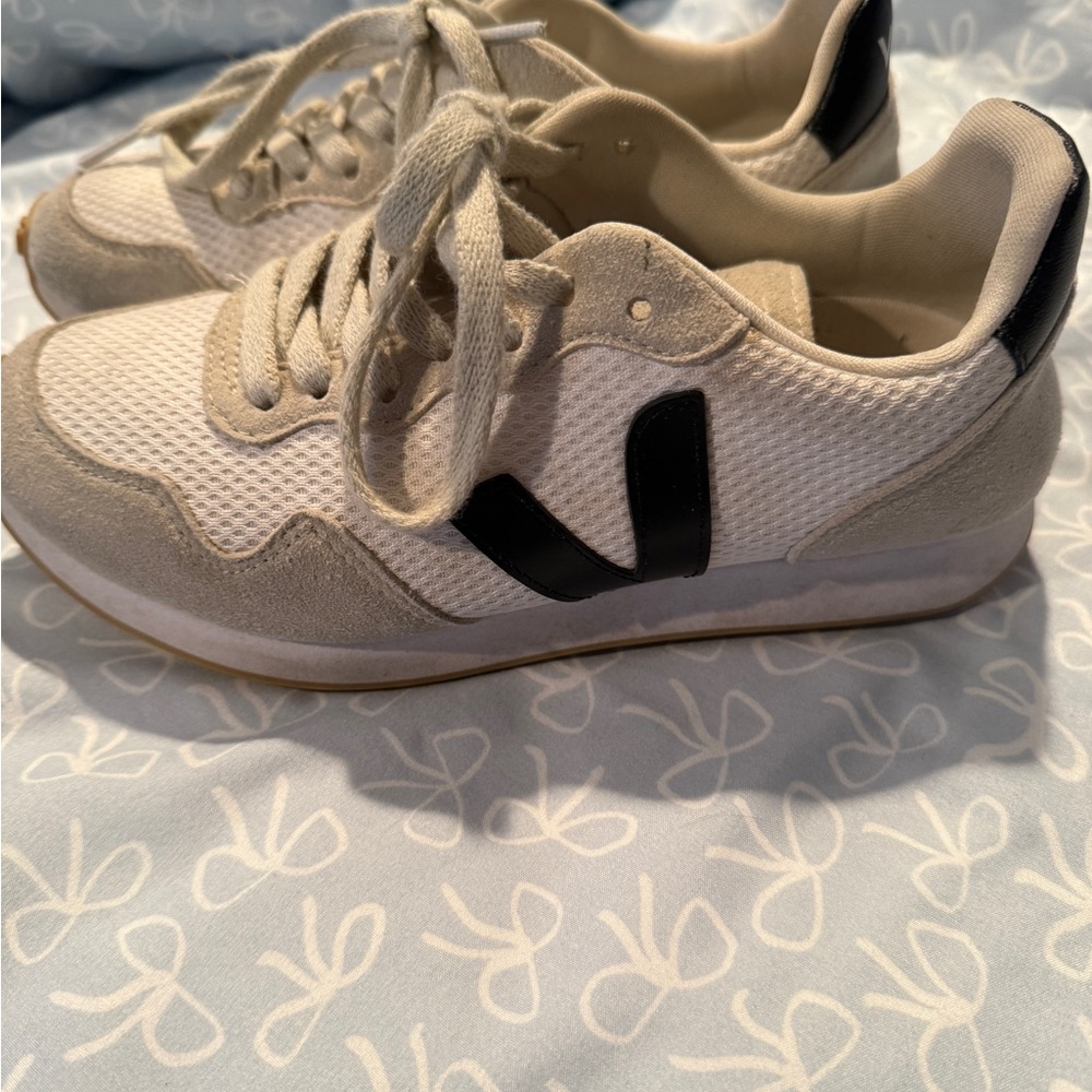 Veja White and Black Mesh Sneakers